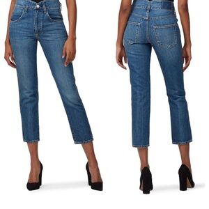 AMO Women's Tulip Jean Cropped High Rise Dark Vintage Wash Stretch